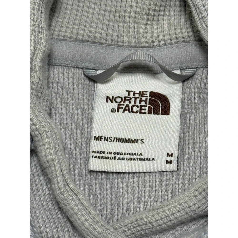 The North Face Waffle Knit Hoodie Mens M Gray Good Thermal Pullover 21x28